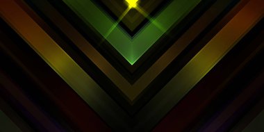 Soyut parlayan geometrik ışıklar arka planda. Fraktal simetrik grafik çizimi. Parıldayan ve parıldayan çubukları kesiştir.