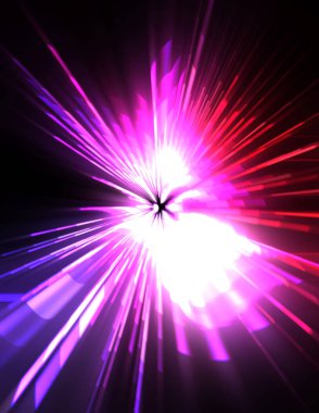 Fütürist mercek patlaması. Parlayan parçacıkları ve çizgileri olan ışık patlaması yıldızı. Güzel soyut ışın arkaplanı.