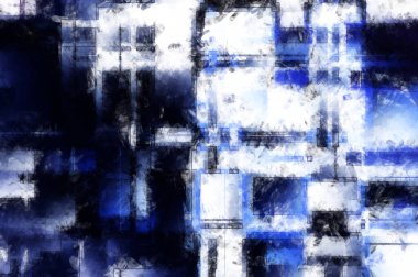 Modern sanat. Renkli çağdaş sanat eserleri. Renkli boya darbeleri. Soyut arkaplanda fırça darbeleri. Fırça boyası. Eşsiz duvar sanatı.