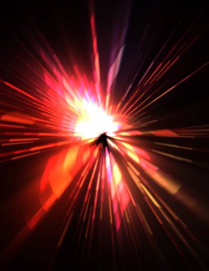 Fütürist mercek patlaması. Parlayan parçacıkları ve çizgileri olan ışık patlaması yıldızı. Güzel soyut ışın arkaplanı.