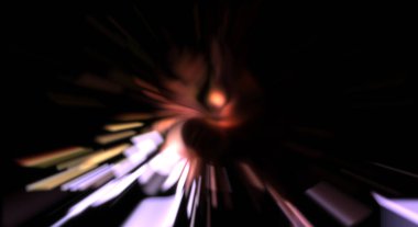 Işık parçacık izleri. Parlayan parçacıkları ve çizgileri olan ışık patlaması yıldızı. Güzel hareketli soyut ışın arkaplanı.