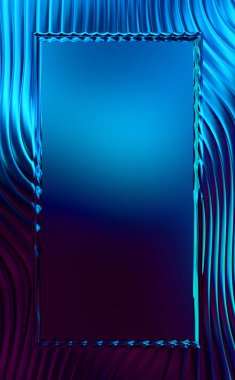 Soyut çerçeveli arkaplan. Renkli, canlı, dalgalı bir duvar kağıdı. Merkezi çerçeveli yaratıcı grafik 2d çizim. Dinamik şekilli modaya uygun sıvı örtüsü.