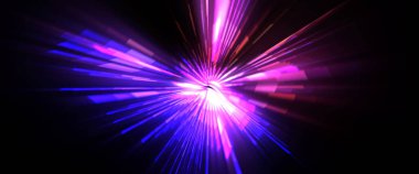 Fütürist mercek patlaması. Parlayan parçacıkları ve çizgileri olan ışık patlaması yıldızı. Güzel soyut ışın arkaplanı.