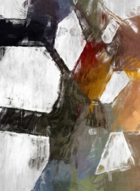 Soyut arkaplanda pürüzlü fırça darbeleri. Fırça boyası. Renkli boya darbeleri. Eşsiz duvar sanatı. Tuvaldeki modern sanat. Renkli çağdaş sanat eserleri. 