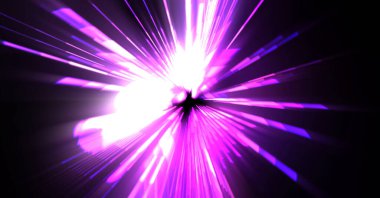 Fütürist mercek patlaması. Parlayan parçacıkları ve çizgileri olan ışık patlaması yıldızı. Güzel soyut ışın arkaplanı.