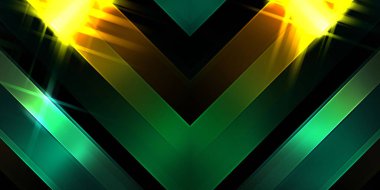 Soyut parlayan geometrik ışıklar arka planda. Fraktal simetrik grafik çizimi. Parıldayan ve parıldayan çubukları kesiştir.