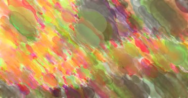 Çağdaş sanat. El yapımı resim. Modern sanat eserleri. Yüzeyde suluboya fırça darbeleriyle resim yapmak. 2D çizim. Sanatsal arkaplan resmi. Tablo üzerinde soyut resim. Renkli doku.