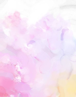 Yumuşak suluboya duvar kağıdı. Hafifçe fırçalanmış renkleri olan sanatsal bir resim. Pastel renkler arkaplana dokunmuş. Soyut duvar sanatı..