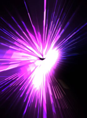 Fütürist mercek patlaması. Parlayan parçacıkları ve çizgileri olan ışık patlaması yıldızı. Güzel soyut ışın arkaplanı.