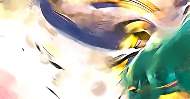 Soyut arkaplanda pürüzlü fırça darbeleri. Fırça boyası. Renkli boya darbeleri. Eşsiz duvar sanatı. Tuvaldeki modern sanat. Renkli çağdaş sanat eserleri. 