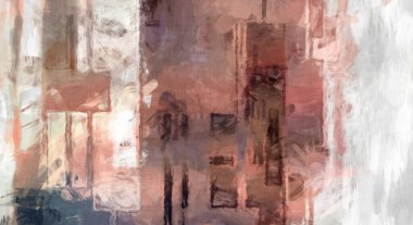 Soyut arkaplanda pürüzlü fırça darbeleri. Fırça boyası. Renkli boya darbeleri. Eşsiz duvar sanatı. Tuvaldeki modern sanat. Renkli çağdaş sanat eserleri. 
