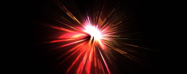 Fütürist mercek patlaması. Parlayan parçacıkları ve çizgileri olan ışık patlaması yıldızı. Güzel soyut ışın arkaplanı.