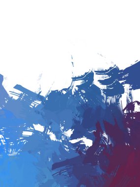 Taranmış Boyalı Soyut Arkaplan. Vahşi kaotik fırça darbeleri. Boya darbeleri. 2D İllüstrasyon. Fırça darbeli resim. 