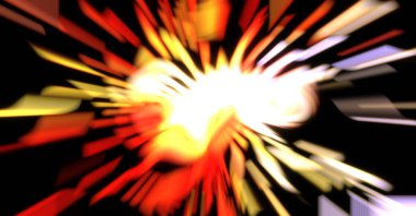 Işık parçacık izleri. Parlayan parçacıkları ve çizgileri olan ışık patlaması yıldızı. Güzel hareketli soyut ışın arkaplanı.