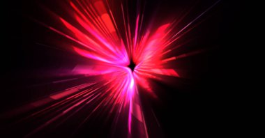 Fütürist mercek patlaması. Parlayan parçacıkları ve çizgileri olan ışık patlaması yıldızı. Güzel soyut ışın arkaplanı.
