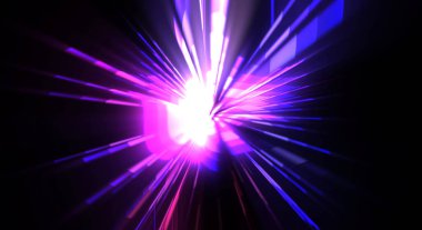 Fütürist mercek patlaması. Parlayan parçacıkları ve çizgileri olan ışık patlaması yıldızı. Güzel soyut ışın arkaplanı.