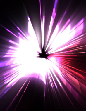 Fütürist mercek patlaması. Parlayan parçacıkları ve çizgileri olan ışık patlaması yıldızı. Güzel soyut ışın arkaplanı.