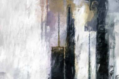 Soyut arkaplanda pürüzlü fırça darbeleri. Fırça boyası. Renkli boya darbeleri. Eşsiz duvar sanatı. Tuvaldeki modern sanat. Renkli çağdaş sanat eserleri. 