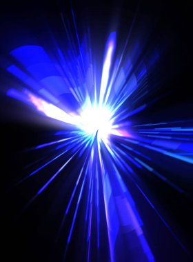 Fütürist mercek patlaması. Parlayan parçacıkları ve çizgileri olan ışık patlaması yıldızı. Güzel soyut ışın arkaplanı.