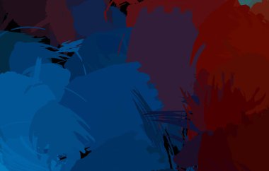 Vahşi fırça darbeleriyle yaratıcı soyut resim. Artistik fırça darbeleriyle donatılmış. Renkli ve canlı bir tasvir. Boyalı sanat.