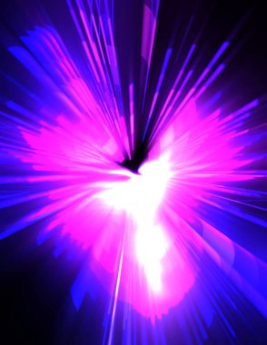 Fütürist mercek patlaması. Parlayan parçacıkları ve çizgileri olan ışık patlaması yıldızı. Güzel soyut ışın arkaplanı.