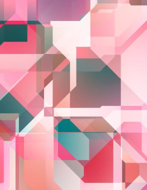 Renkli ve canlı geometrik şekiller katmanları var. Bir teknoloji planının dijital illüstrasyonu. Gelecekçi tasarım şablonu.