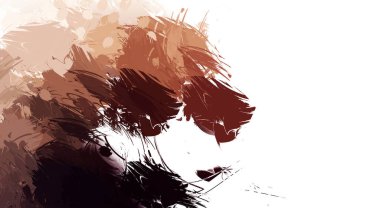 Taranmış Boyalı Soyut Arkaplan. Vahşi kaotik fırça darbeleri. Boya darbeleri. 2D İllüstrasyon. Fırça darbeli resim. 