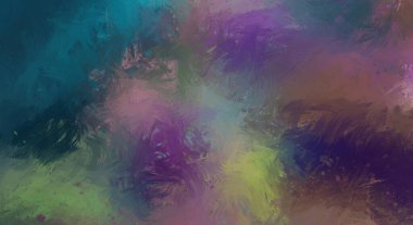 Canlı fırça darbeleriyle boyanmış. Renkli desenli resim. Fırçalanmış duvar kağıdını boya.