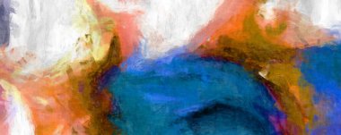 Soyut arkaplanda pürüzlü fırça darbeleri. Fırça boyası. Renkli boya darbeleri. Eşsiz duvar sanatı. Tuvaldeki modern sanat. Renkli çağdaş sanat eserleri. 