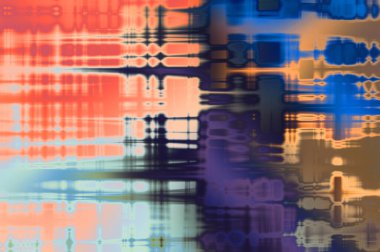 Soyut arkaplan. Yaşlanmış grunge dokusunda geometrik elementler. Farklı renk desenli grafiksel illüstrasyon.