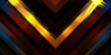 Soyut parlayan geometrik ışıklar arka planda. Fraktal simetrik grafik çizimi. Parıldayan ve parıldayan çubukları kesiştir.