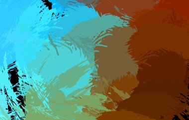 Vahşi fırça darbeleriyle yaratıcı soyut resim. Artistik fırça darbeleriyle donatılmış. Renkli ve canlı bir tasvir. Boyalı sanat.