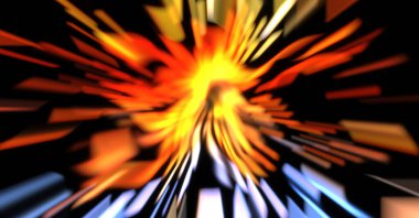 Işık parçacık izleri. Parlayan parçacıkları ve çizgileri olan ışık patlaması yıldızı. Güzel hareketli soyut ışın arkaplanı.