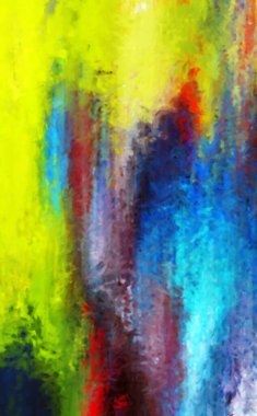 Modern sanat. Renkli çağdaş sanat eserleri. Renkli boya darbeleri. Soyut arkaplanda fırça darbeleri. Fırça boyası. Eşsiz duvar sanatı.