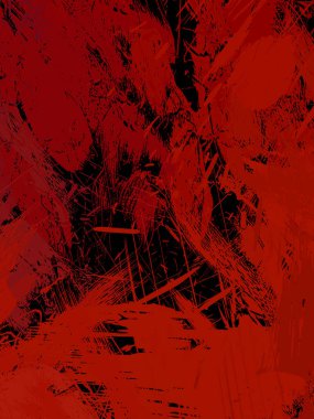 Vahşi fırça darbeleriyle yaratıcı soyut resim. Artistik fırça darbeleriyle donatılmış. Renkli ve canlı bir tasvir. Boyalı sanat.