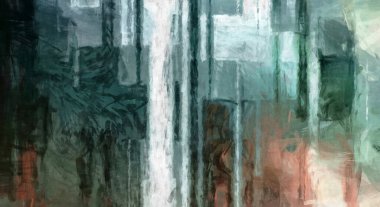 Soyut arkaplanda pürüzlü fırça darbeleri. Fırça boyası. Renkli boya darbeleri. Eşsiz duvar sanatı. Tuvaldeki modern sanat. Renkli çağdaş sanat eserleri. 