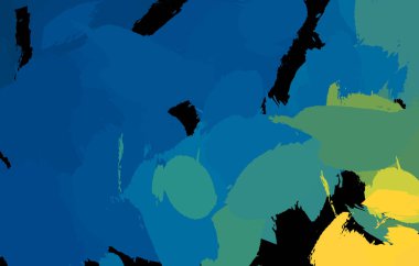 Vahşi fırça darbeleriyle yaratıcı soyut resim. Artistik fırça darbeleriyle donatılmış. Renkli ve canlı bir tasvir. Boyalı sanat.