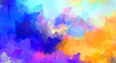 Yaratıcı soyut resim. Artistik fırça darbeleriyle donatılmış. Renkli ve canlı bir illüstrasyon. boyalı sanat.