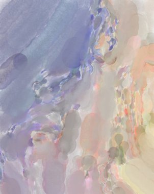 Pastel renklerde suluboya resim. Poster, duvar sanatı, afiş, kart, kitap kapağı ya da ambalaj için rahatlatıcı kompozisyonun yumuşak renkli çizimi. Modern fırça darbeleri resim.