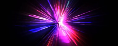 Fütürist mercek patlaması. Parlayan parçacıkları ve çizgileri olan ışık patlaması yıldızı. Güzel soyut ışın arkaplanı.