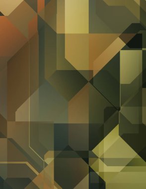 Renkli ve canlı geometrik şekiller katmanları var. Bir teknoloji planının dijital illüstrasyonu. Gelecekçi tasarım şablonu.