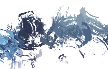 resmedilmiş sanat eseri. fırçalanmış canlı duvar kağıdı. Eşsiz ve yaratıcı illüstrasyon. Renkli fırça darbelerinin soyut arkaplanı. 