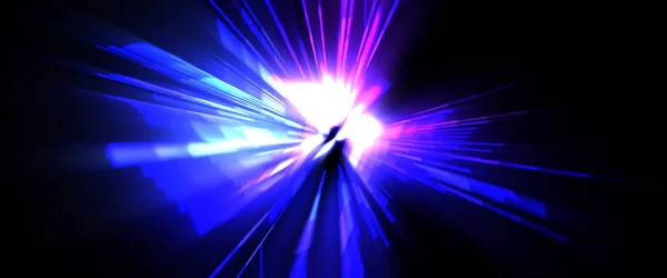 Futuristic Lens Flare Light Explosion Star Glowing Particles Lines Beautiful — Stock Photo, Image