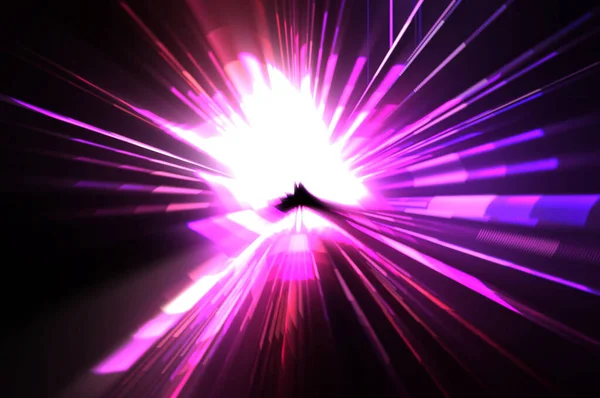 Futuristic Lens Flare Light Explosion Star Glowing Particles Lines Beautiful — Stock Photo, Image