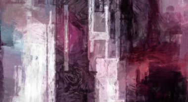 Soyut arkaplanda pürüzlü fırça darbeleri. Fırça boyası. Renkli boya darbeleri. Eşsiz duvar sanatı. Tuvaldeki modern sanat. Renkli çağdaş sanat eserleri. 