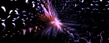 Işık parçacık izleri. Parlayan parçacıkları ve çizgileri olan ışık patlaması yıldızı. Güzel hareketli soyut ışın arkaplanı.