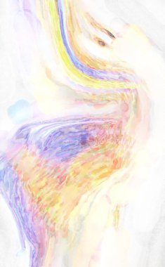 Çağdaş sanat. El yapımı resim. Modern sanat eserleri. Yüzeyde suluboya fırça darbeleriyle resim yapmak. 2D çizim. Sanatsal arkaplan resmi. Tablo üzerinde soyut resim. Renkli doku.