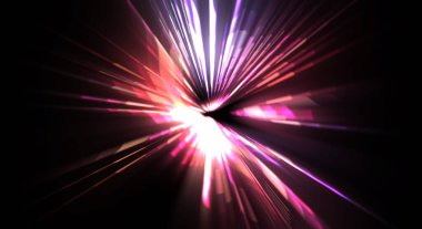 Fütürist mercek patlaması. Parlayan parçacıkları ve çizgileri olan ışık patlaması yıldızı. Güzel soyut ışın arkaplanı.