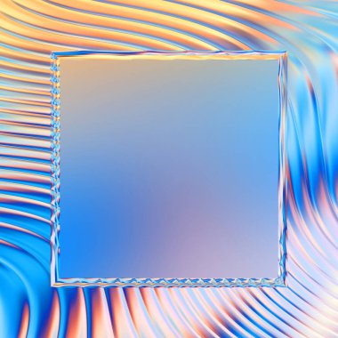 Soyut çerçeveli arkaplan. Renkli, canlı, dalgalı bir duvar kağıdı. Merkezi çerçeveli yaratıcı grafik 2d çizim. Dinamik şekilli modaya uygun sıvı örtüsü.