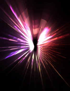 Fütürist mercek patlaması. Parlayan parçacıkları ve çizgileri olan ışık patlaması yıldızı. Güzel soyut ışın arkaplanı.